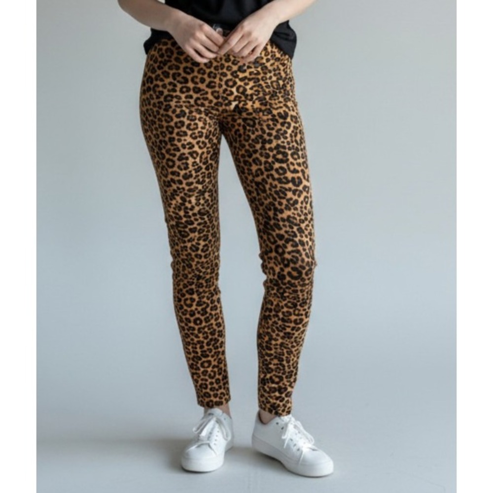 Juniors Brown and Black Leopard Print Skinny Jeans Slim Fit Casual Pants‎
